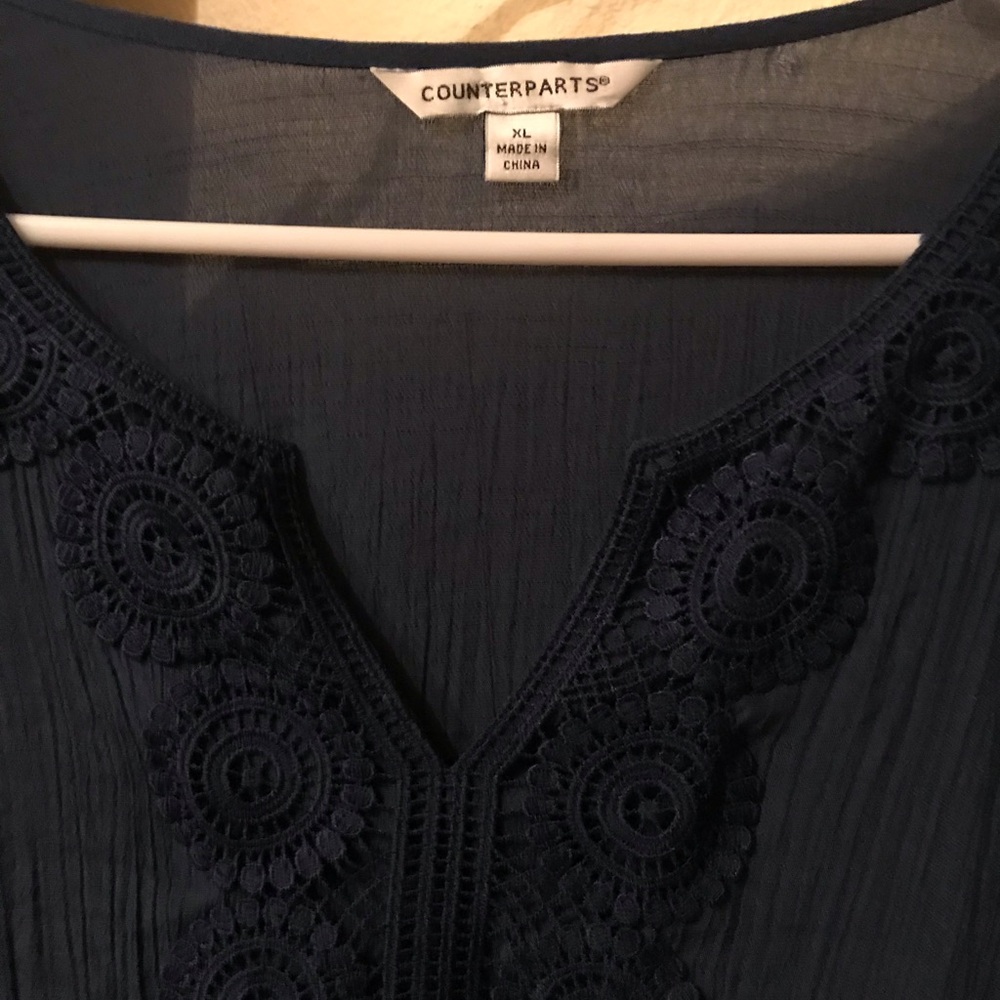 Counterparts Blue Pleated Ruffled Blouse - Picture 2 of 3